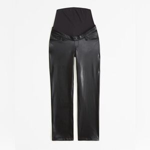 Abercrombie & Fitch Black Faux Leather Maternity Bootcut Pants